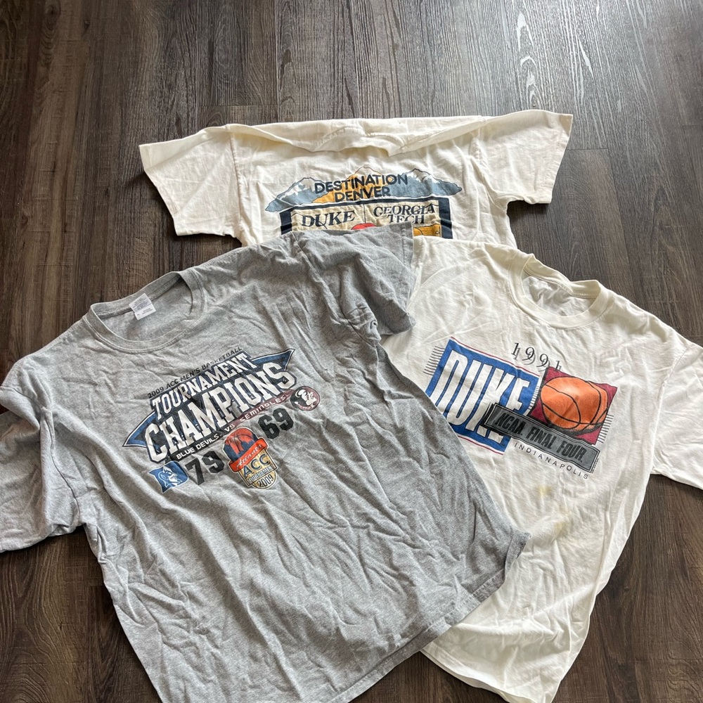 3 vintage duke Tshirts 1990,1991,2009 L and XL